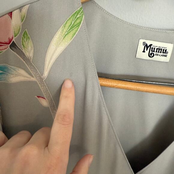 Show Me Your Mumu Noelle Flutter Maxi Dress Sz XXL True Wrap Gray Lily Floral - Picture 11 of 14